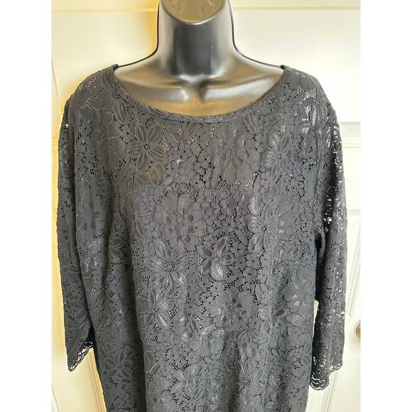 NWT Loft Plus Black Lace Backless Midi Dress 22 Witchy Whimsigoth Fairy Floral - Picture 4 of 10